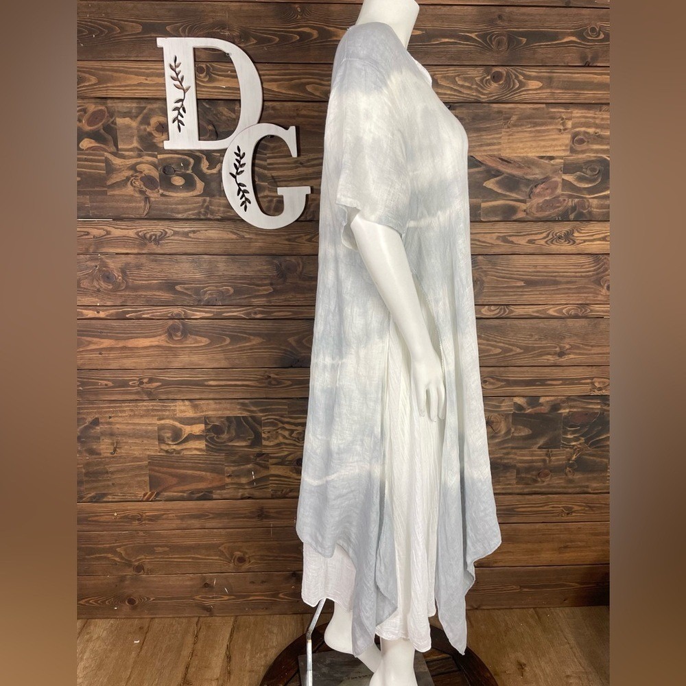 Saga | Made in Italy Linen Hanky Dress Layered Ombre Tie Dye Handkerchief Dress - Picture 4 of 9